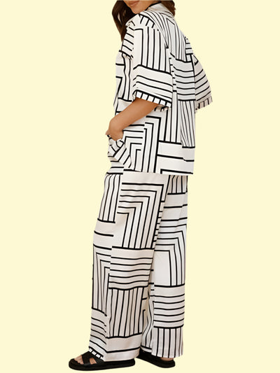 Buttoned Half-Sleeve Top & Pants