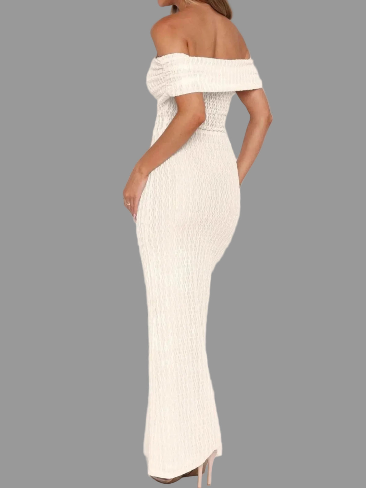 Casual women maxi dress with textured fabric