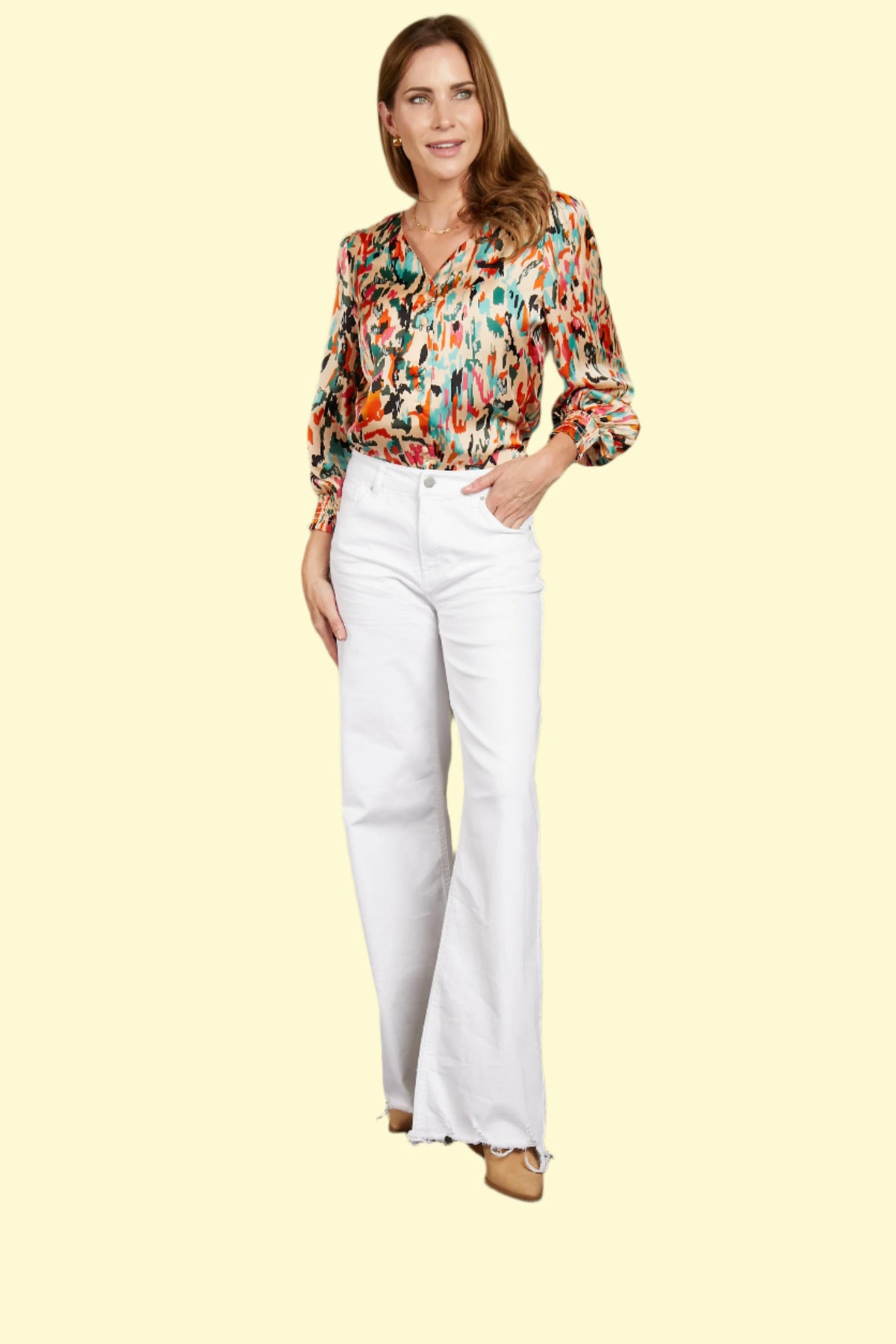 Chic buttoned multicolor top for women