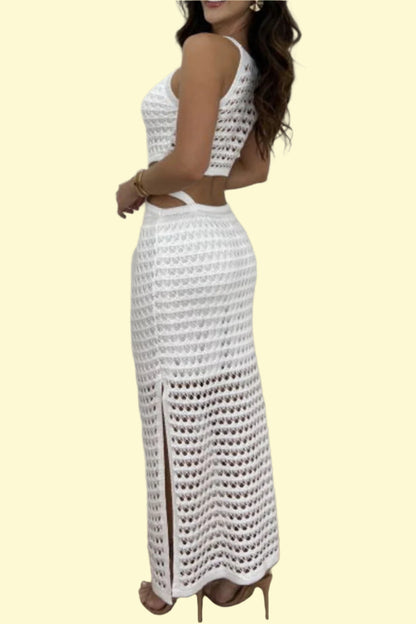Chic women’s sweater dress with slit detail