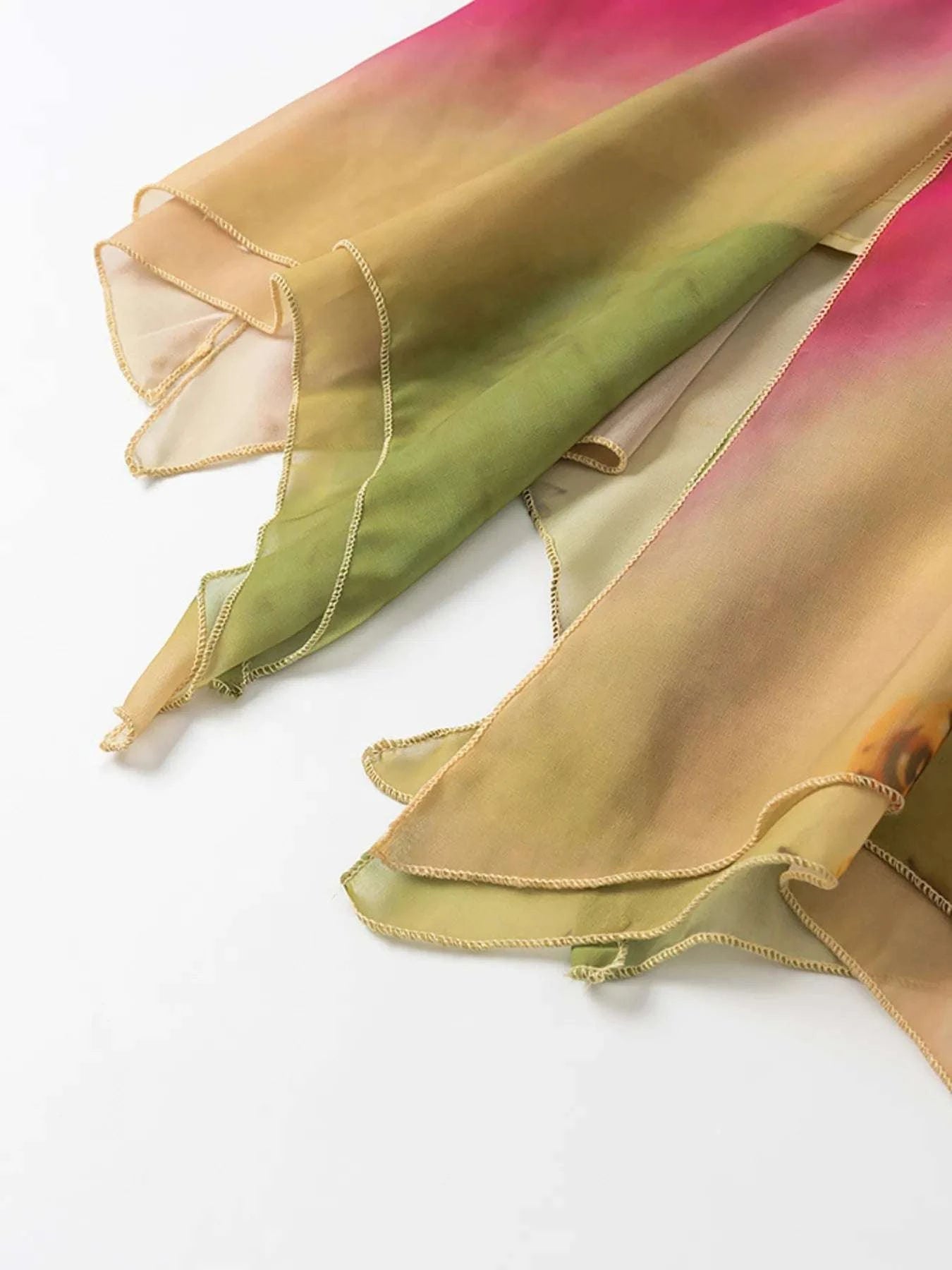 Close-up of multicolor sequin fabric on women’s dress