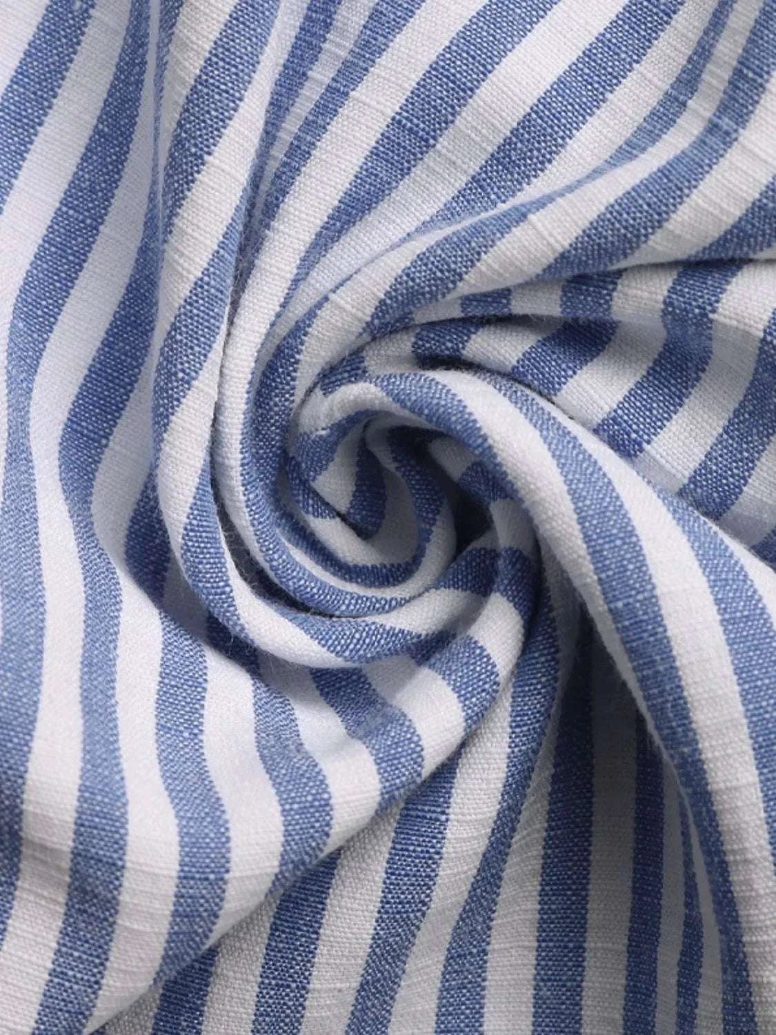 Close-up of striped fabric on sleeveless mini dress