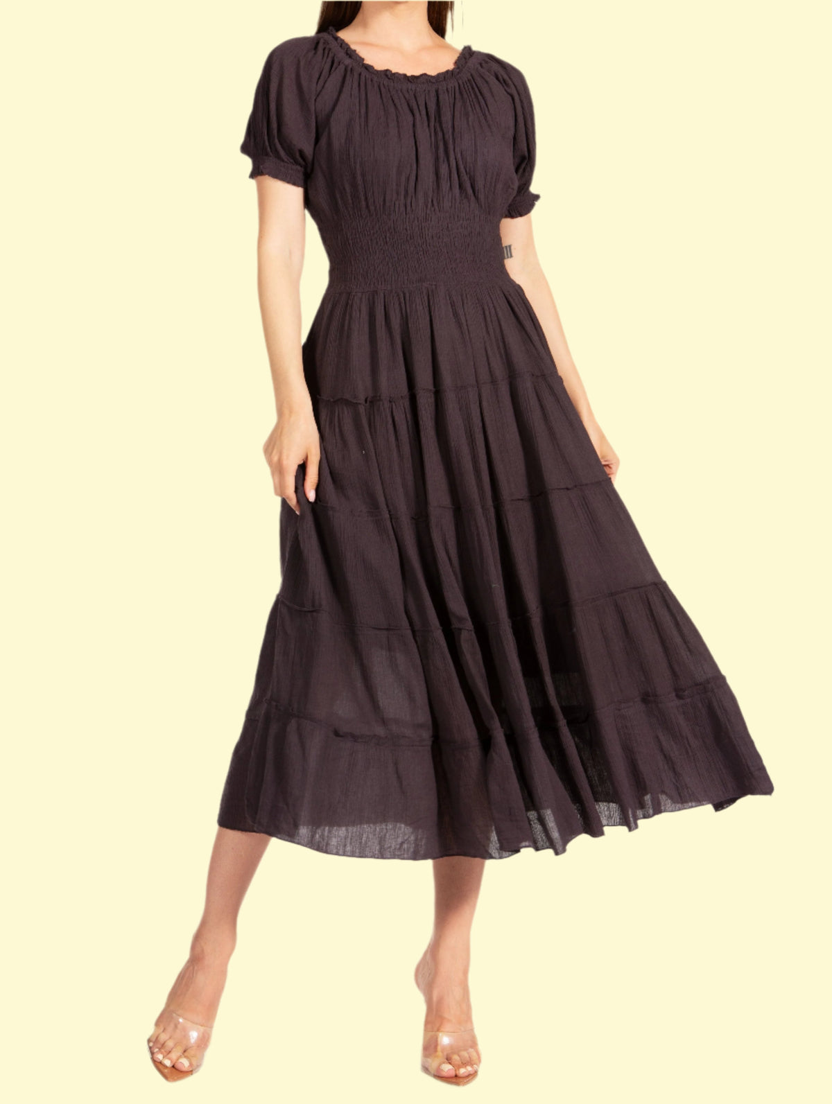 Black Smocked Dress with Smocked Waist