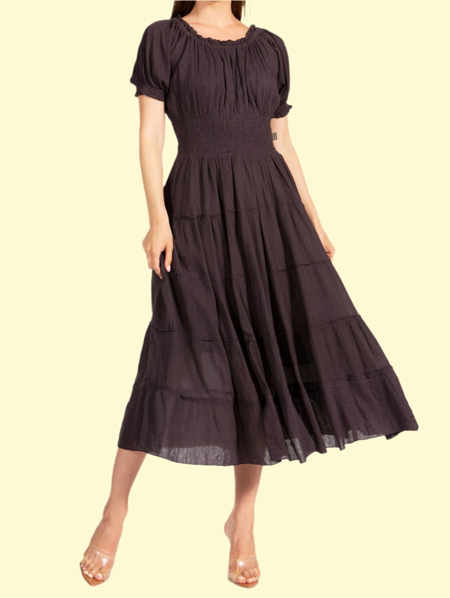 Black Smocked Dress with Smocked Waist