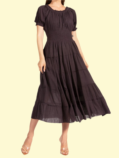 Black Smocked Dress with Smocked Waist