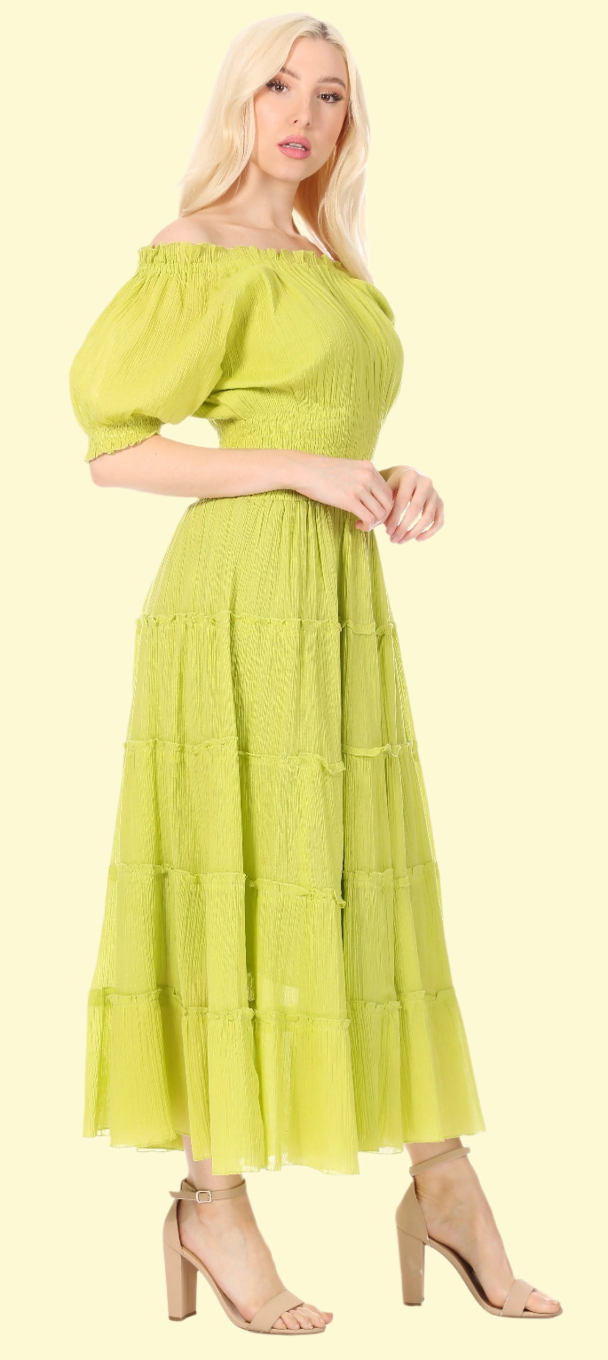 Neon Green Smocked Dress