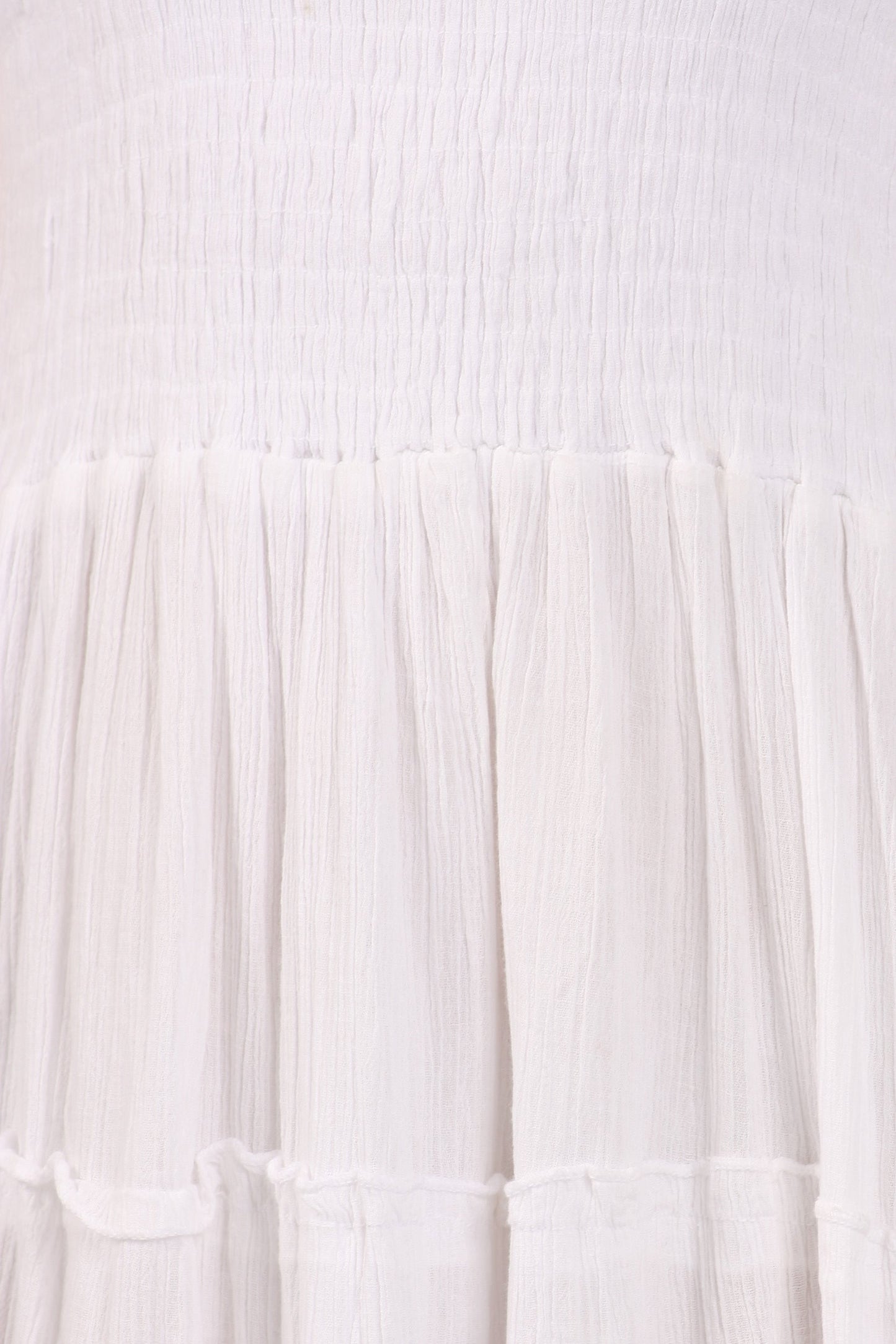 White Smocked Dress with Smocked Neckline