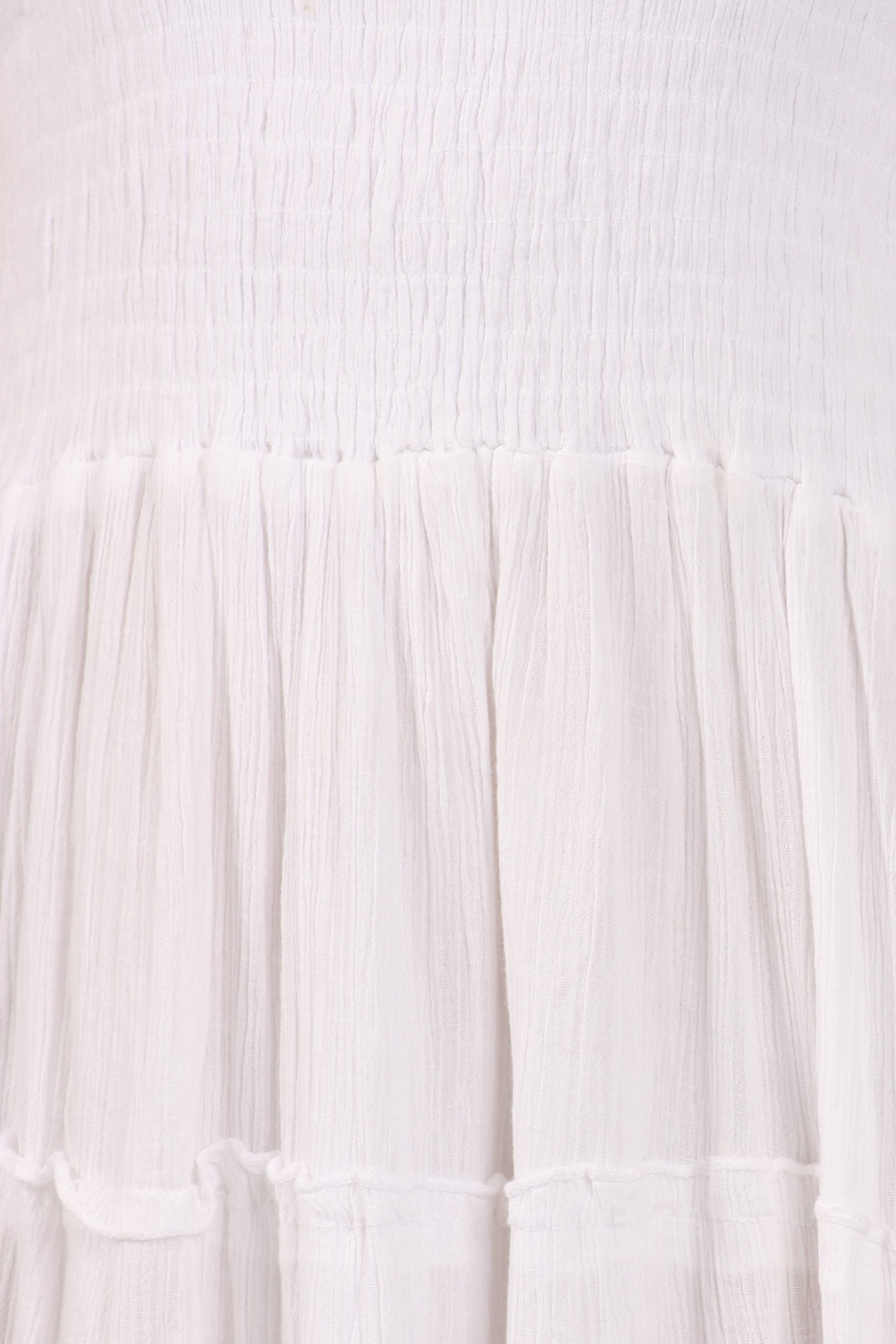 White Smocked Dress with Smocked Neckline