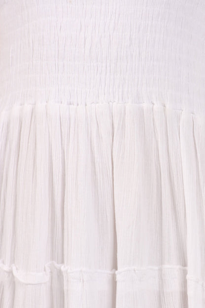 White Smocked Dress with Smocked Neckline