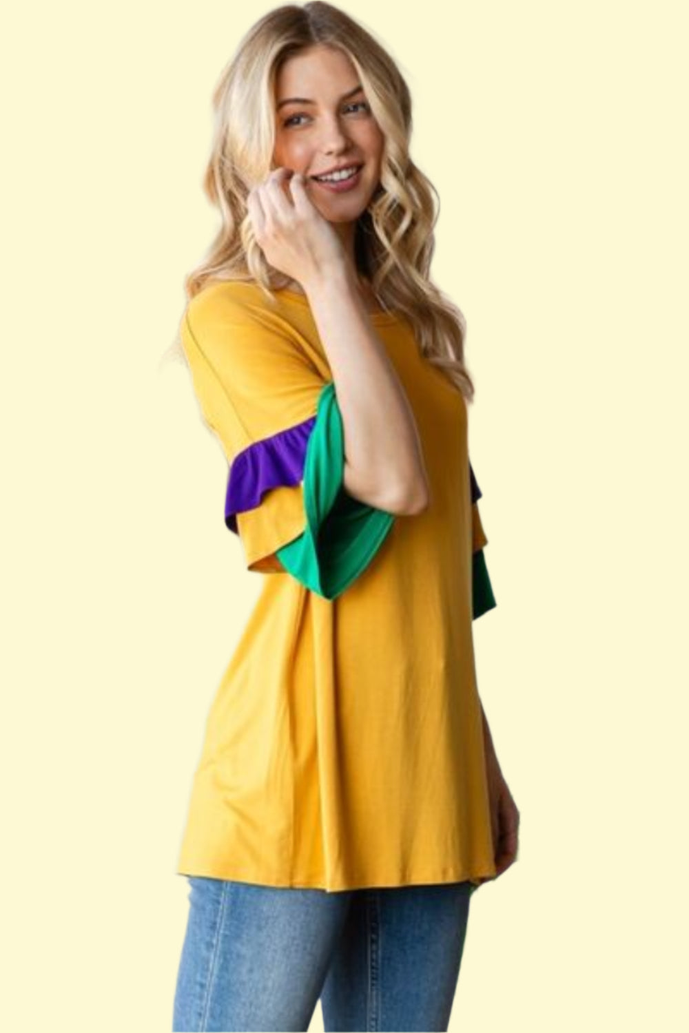 Dressy Half Sleeve Ruffle Blouse