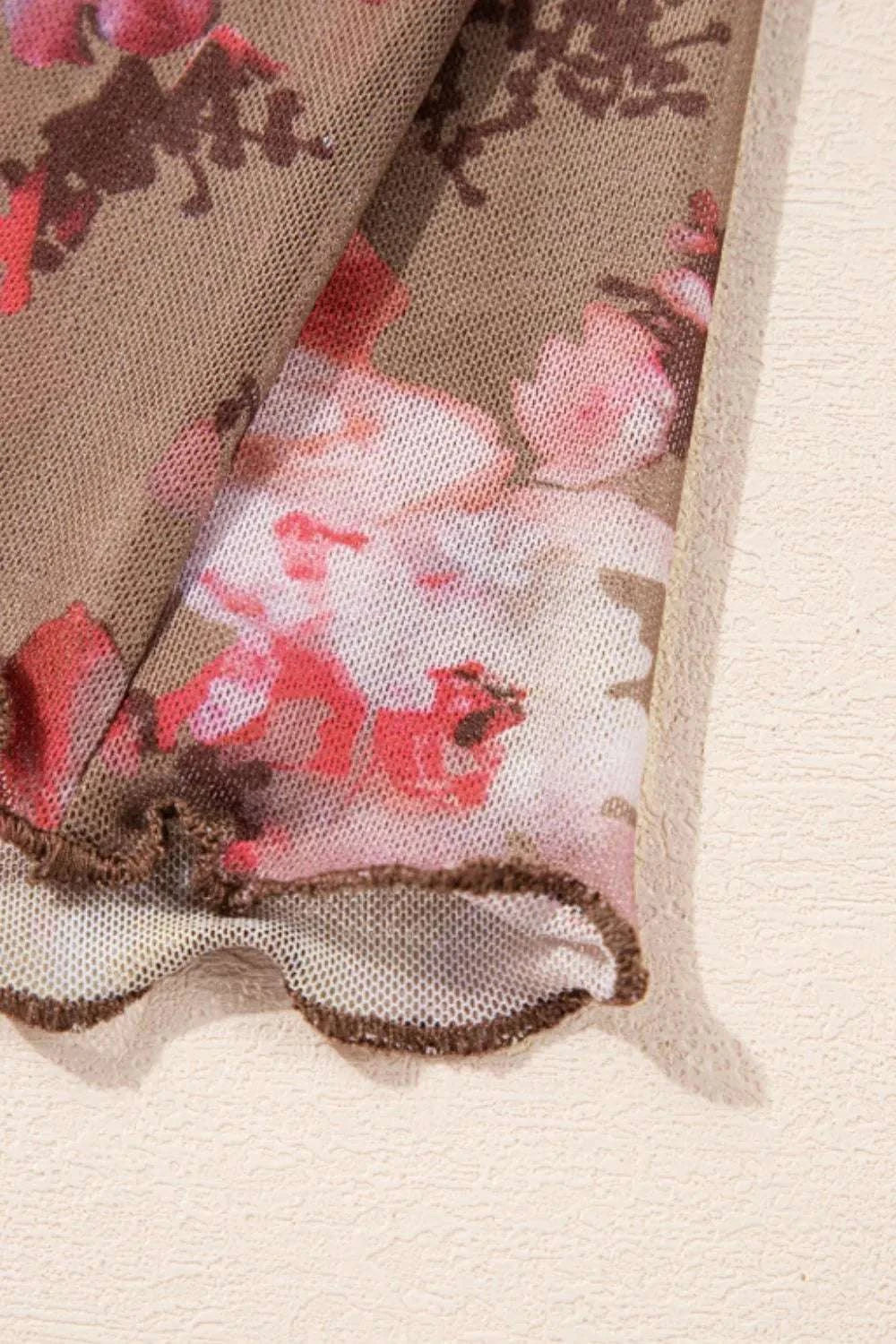 Elegant floral sheer top women slim fit design