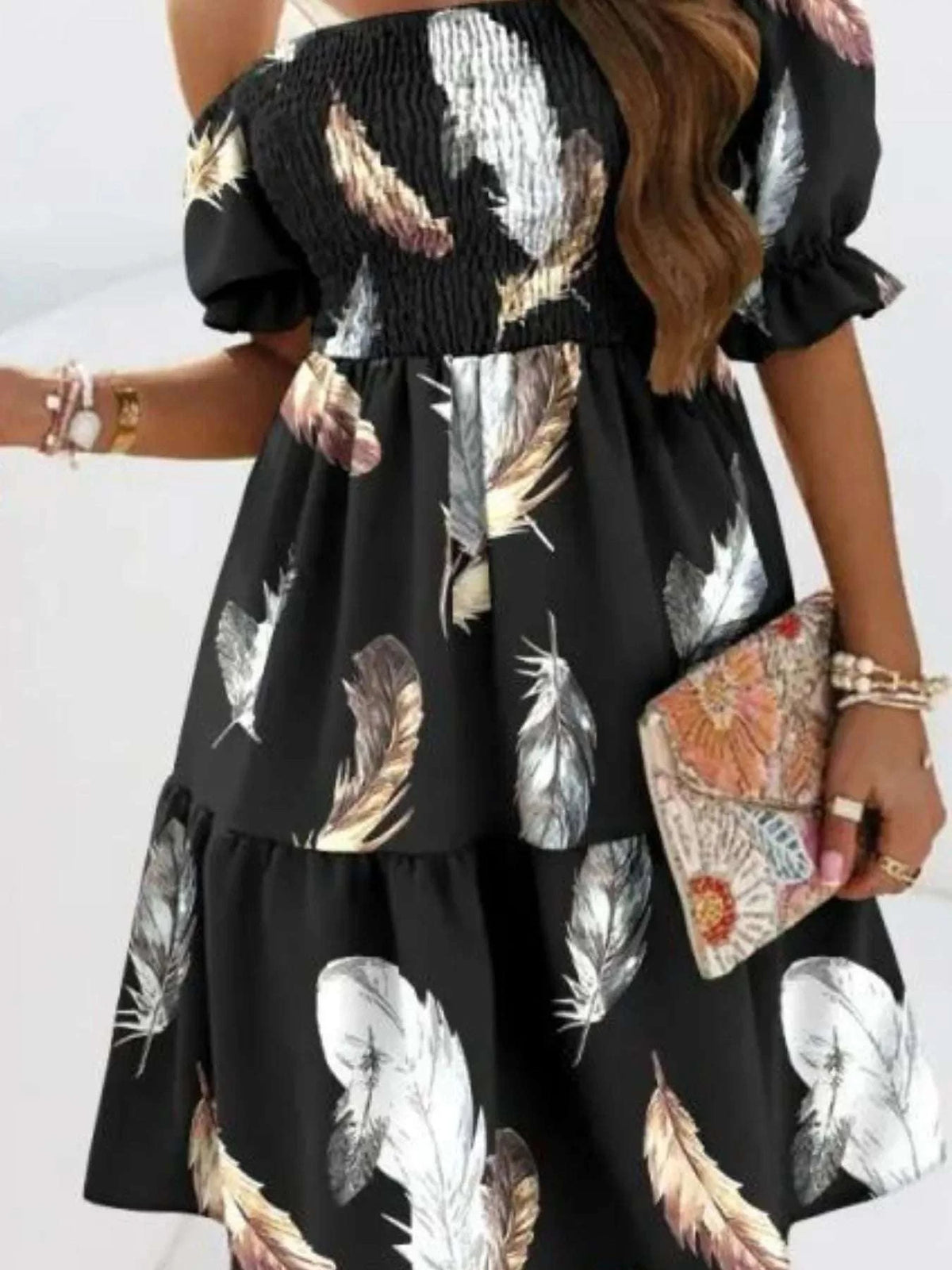 Elegant off shoulder neckline summer dress women