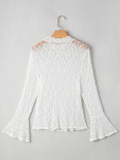 Elegant women’s lace top with bell sleeves
