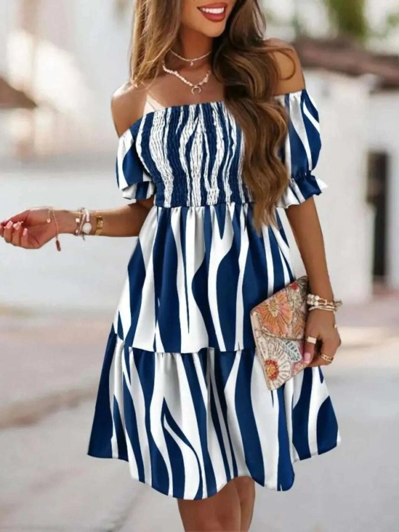Women’s Off Shoulder Smocked Summer Dress