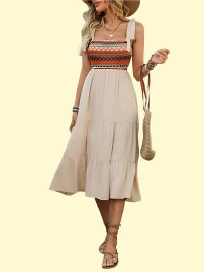 Feminine Smocked Midi Dress