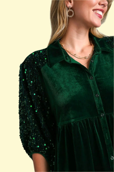 Flirty high-low sequin blouse for women 