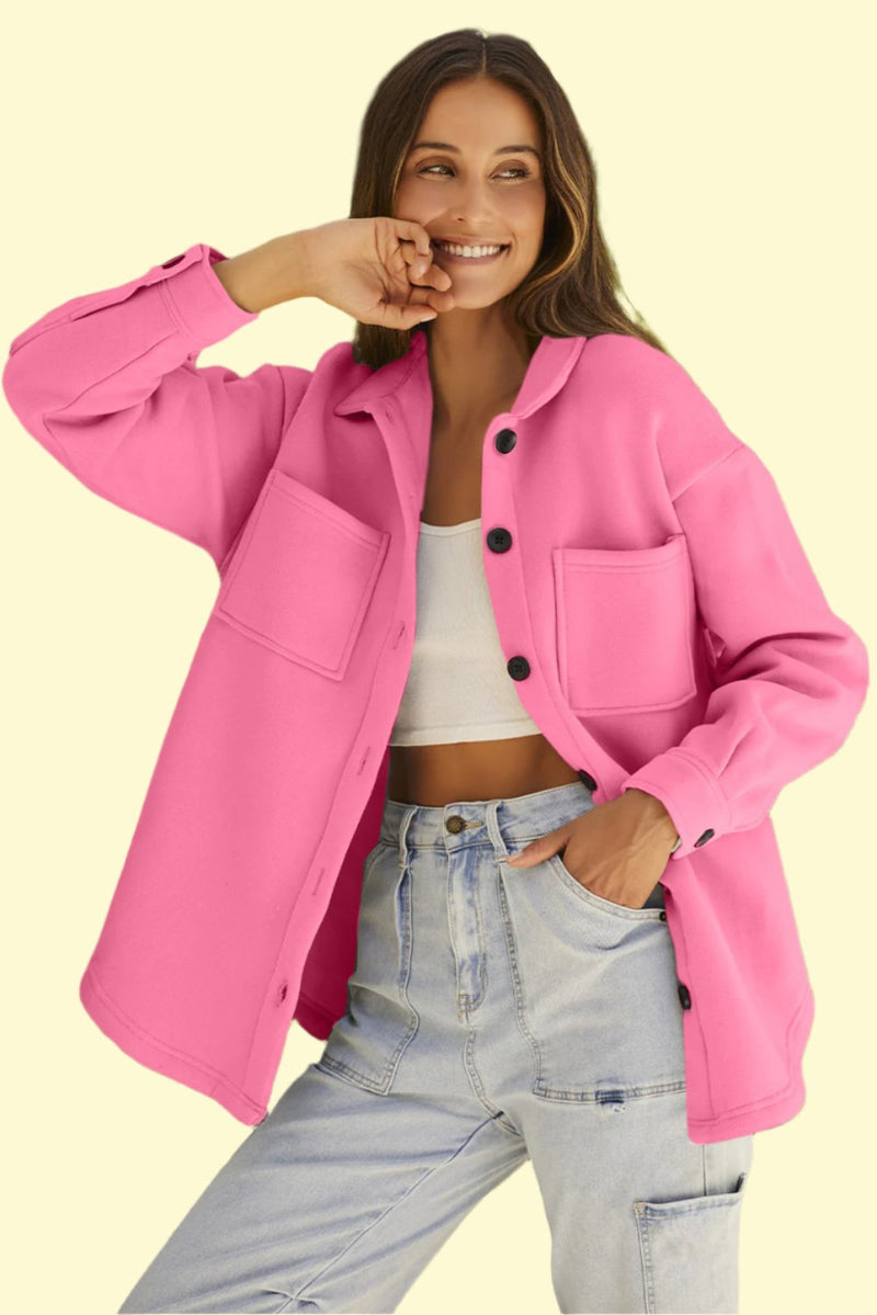 Fuchsia Pink Trendy button down jacket by West Coast