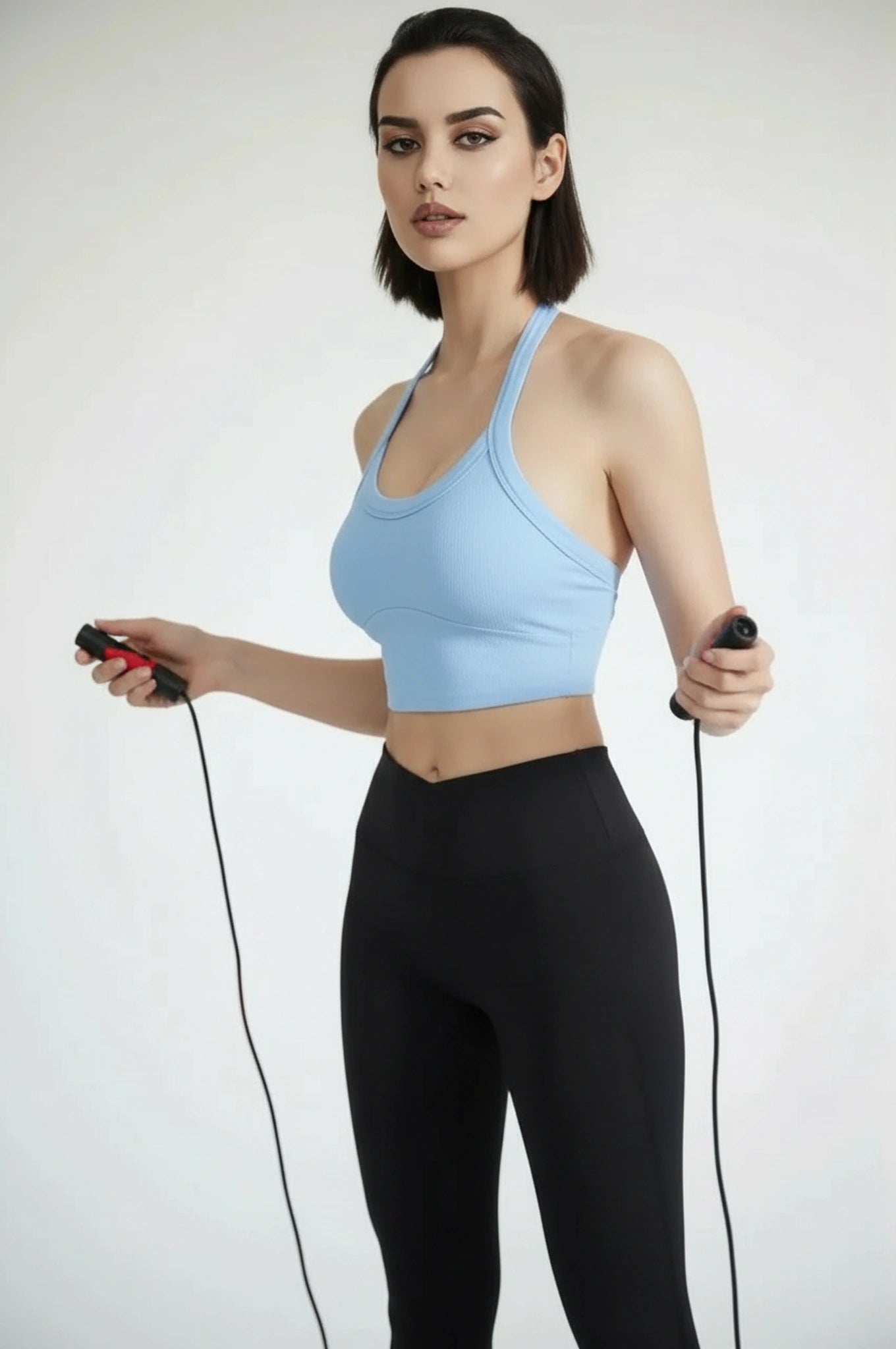 Halter neck active cami styled for gym and athleisure