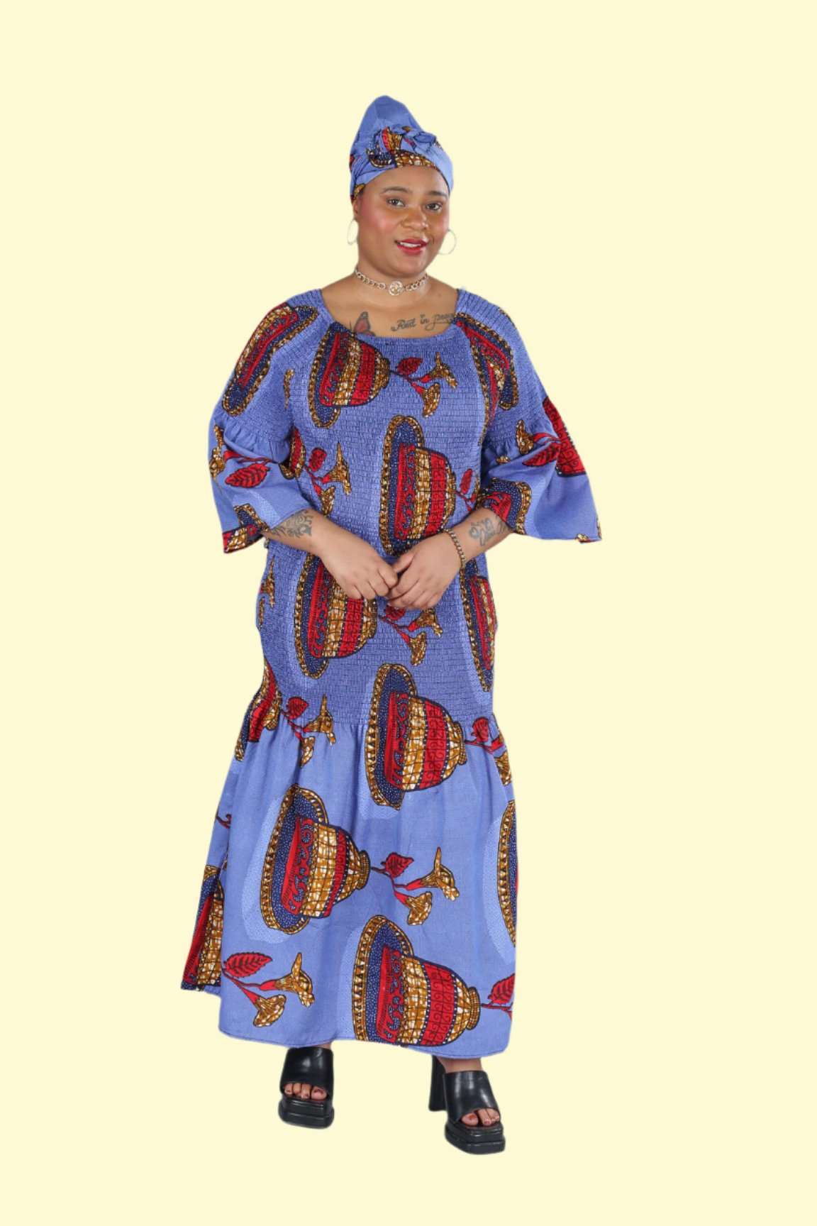 BELL SLEEVES MERMAID ANKARA DRESS