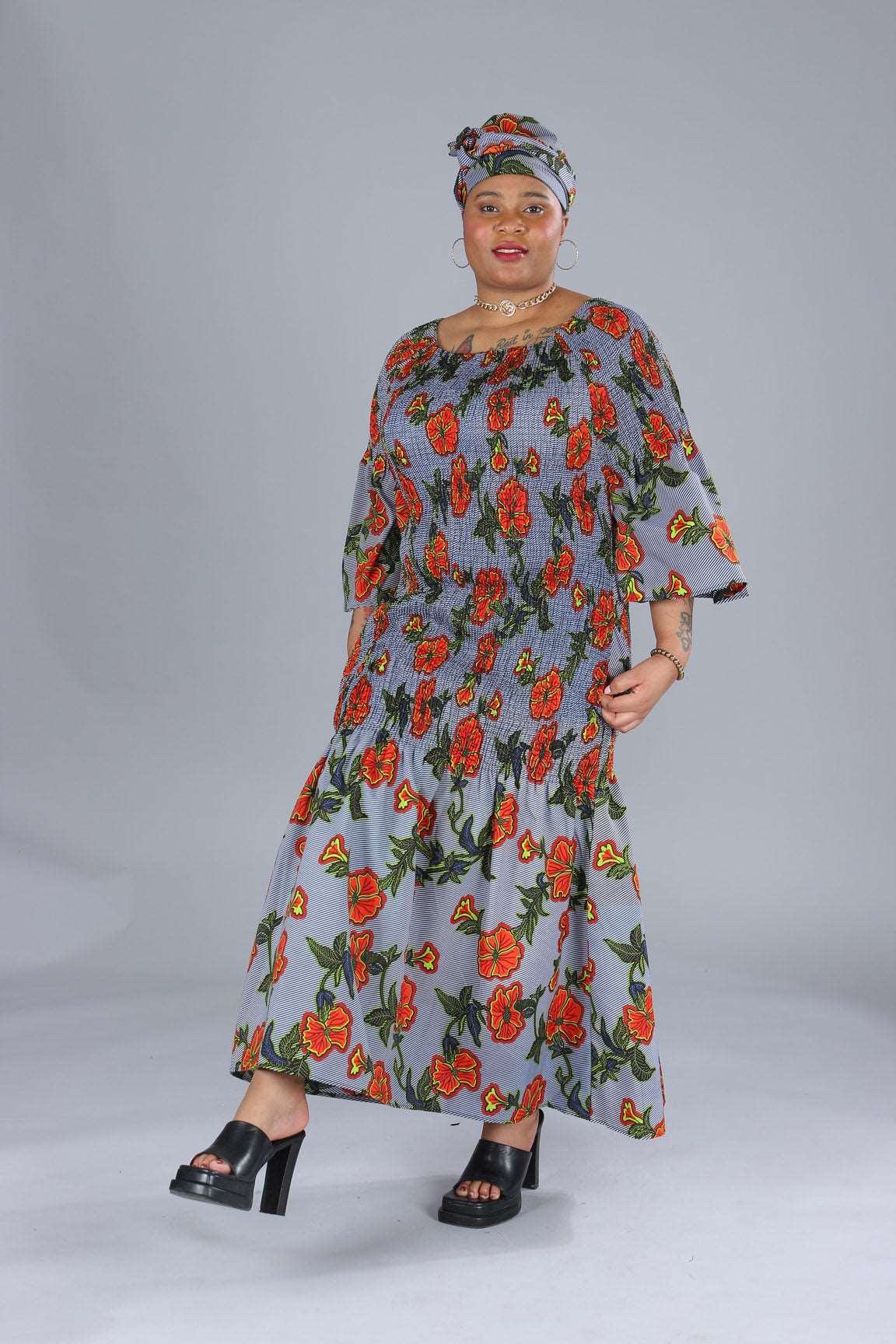 BELL SLEEVES MERMAID ANKARA DRESS
