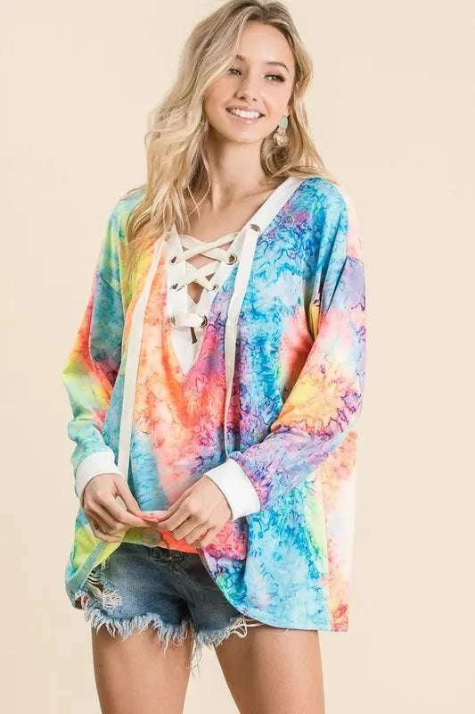 Lightweight stretchy women’s tie dye fashion top