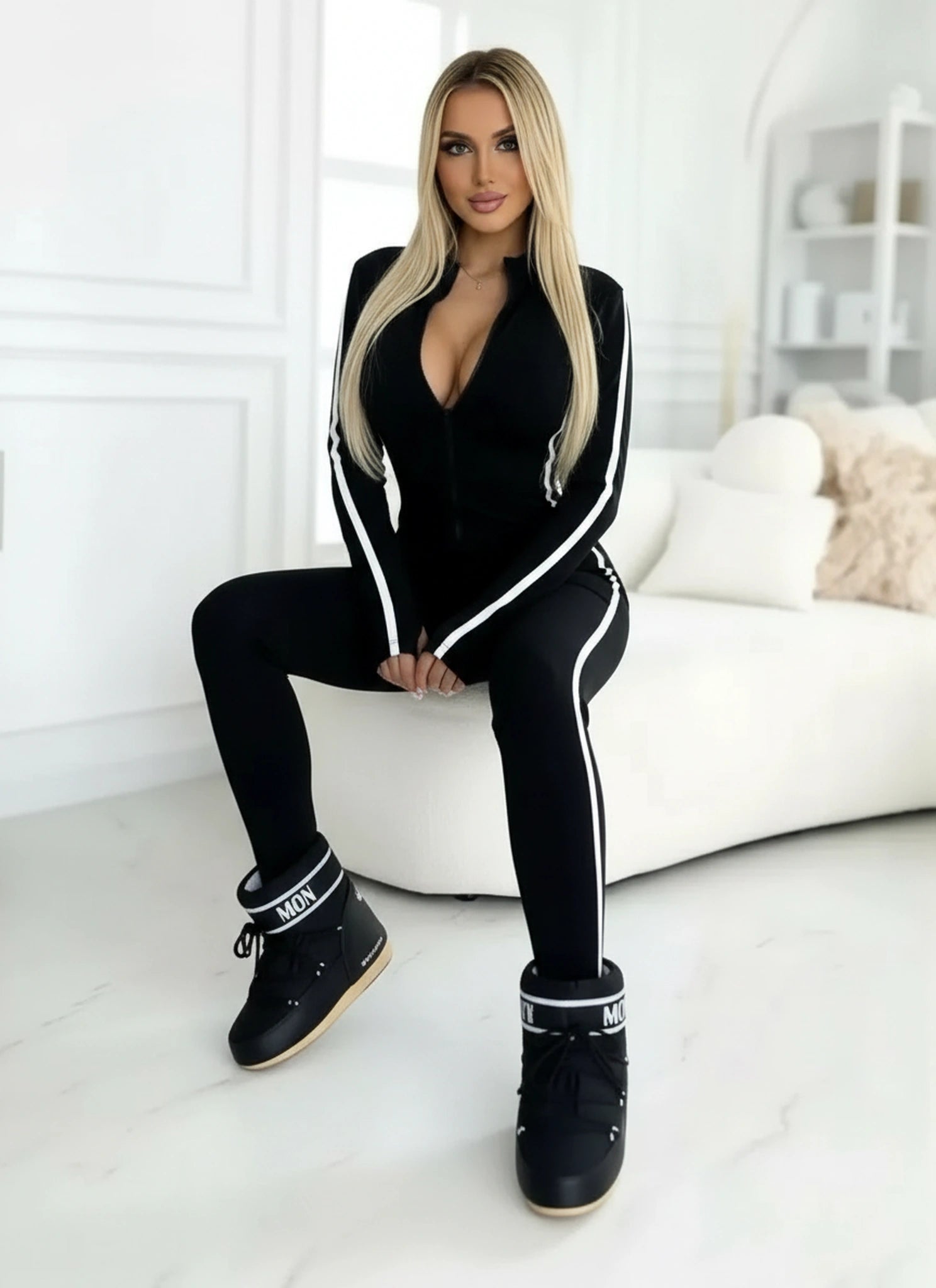 Long sleeve striped jumpsuit women casual wear