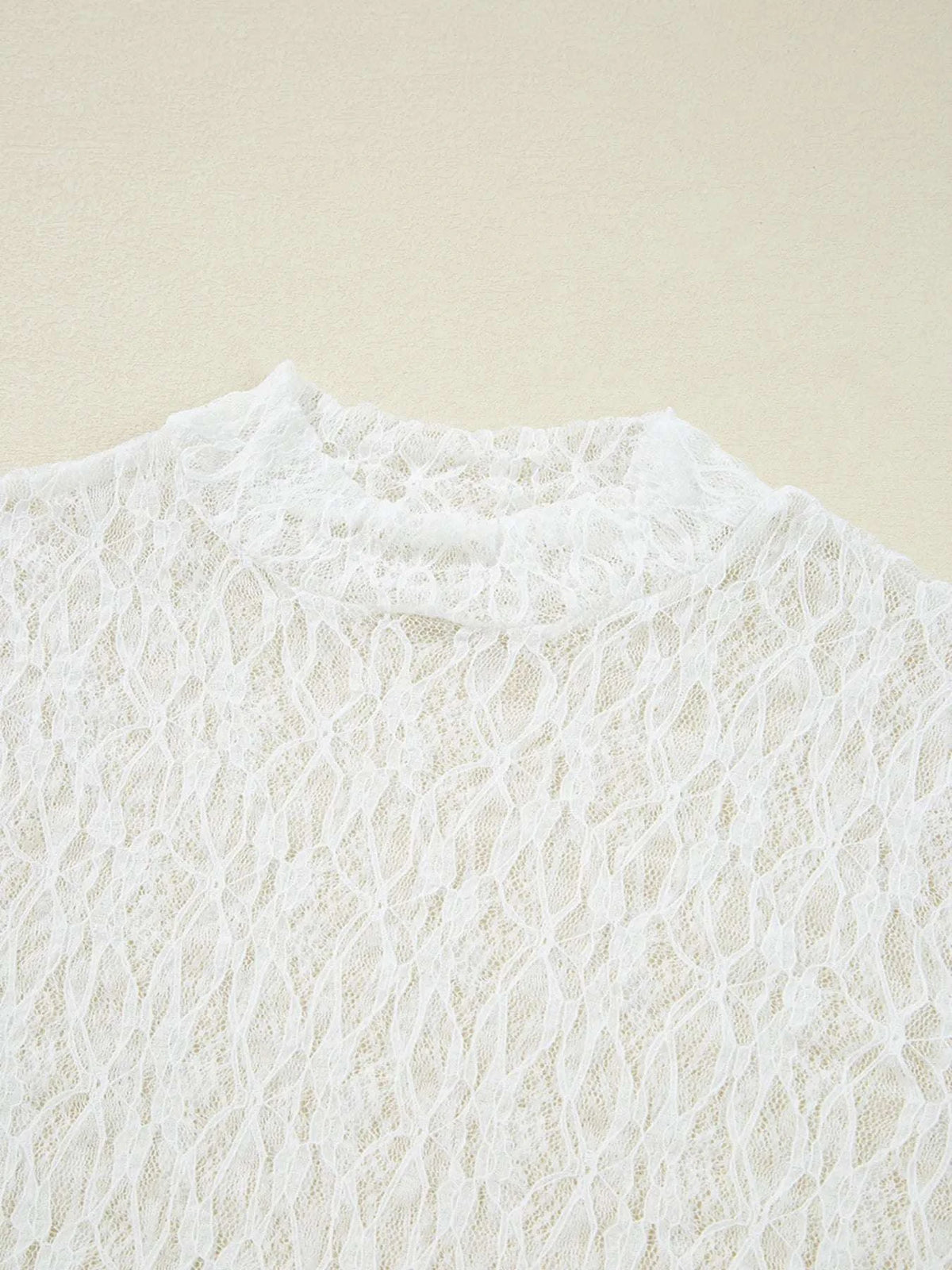 Mock neck lace blouse with delicate floral pattern