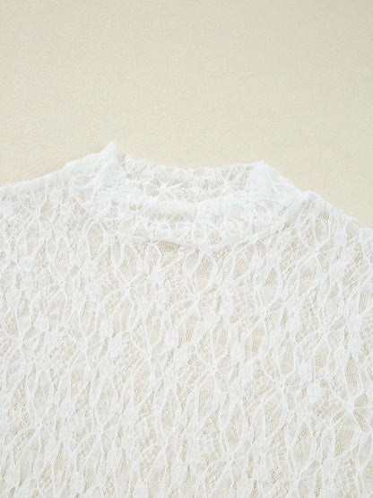 Mock neck lace blouse with delicate floral pattern