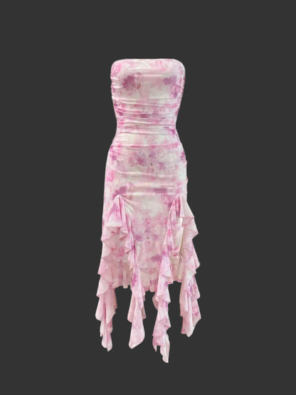 Moderately stretchy tie-dye dress for women