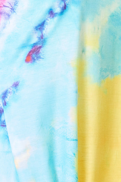 Multicolor tie-dye V-neck party dress 