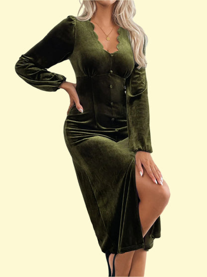 Night Out Outfit – Slit Midi Dress