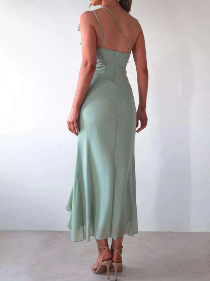 One shoulder slit dress fashion inspiration