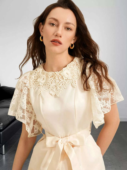 Pocketed lace trim jumpsuit for women stylish look