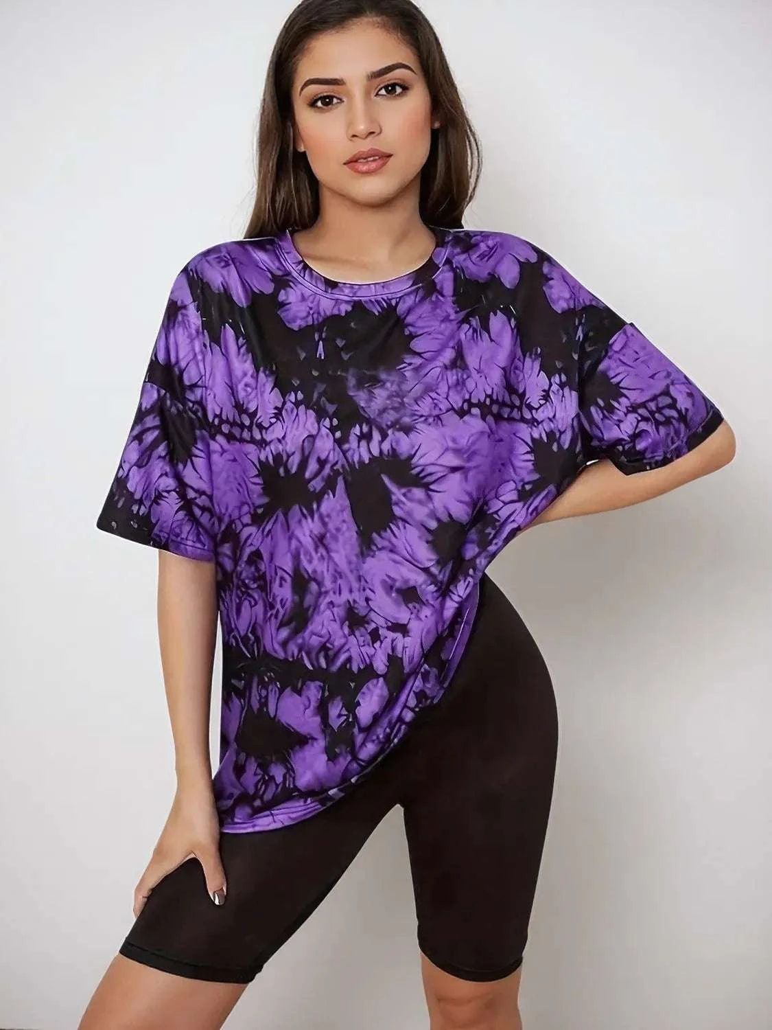 Purple tie dye oversized t shirt for women by WestCloset