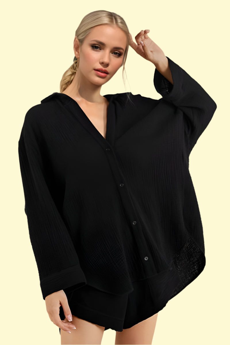Relaxed fit breathable cotton lounge set