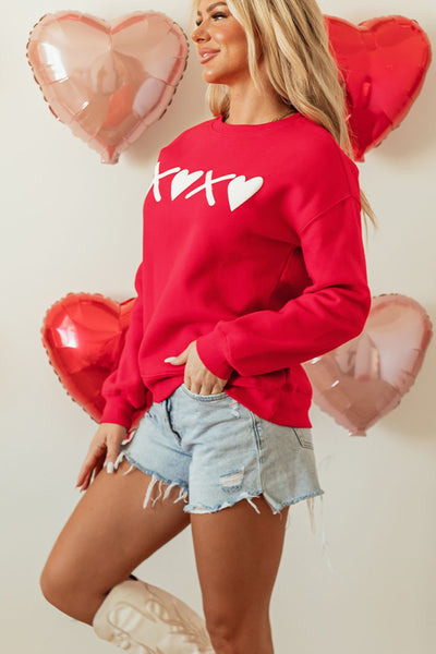 Round neck drop shoulder sweatshirt for Valentine’s Day