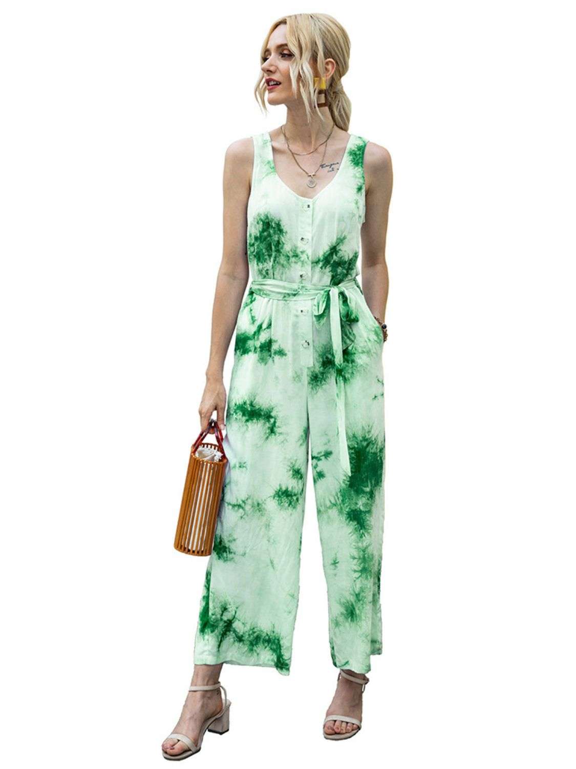 Round neck sleeveless jumpsuit for women summer wear