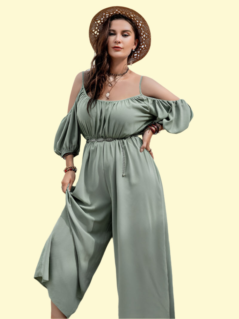 Sage green wide leg jumpsuit plus size