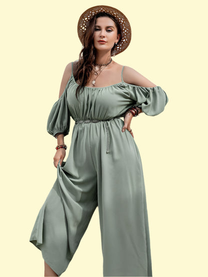 Sage green wide leg jumpsuit plus size