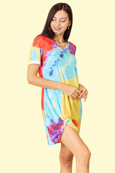 Sexy twisted front V-neck dress for women 