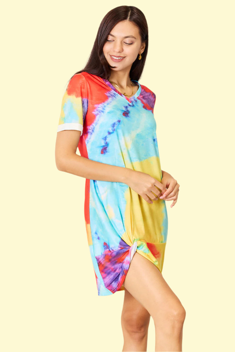 Sexy twisted front V-neck dress for women 