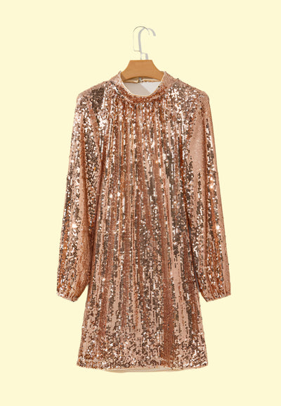 Shiny gold mini dress for a night out