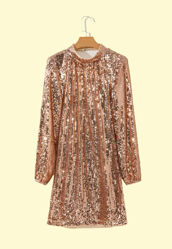Shiny gold mini dress for a night out
