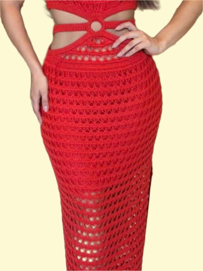 Sizes S, M, L, XL cutout round neck sweater dress
