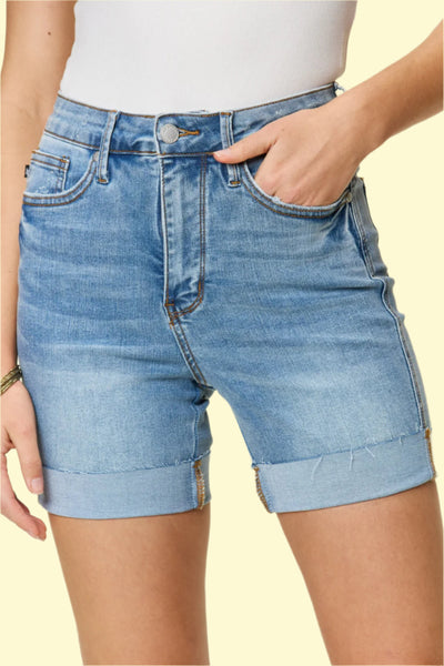 Slightly stretchy flattering denim cutoffs