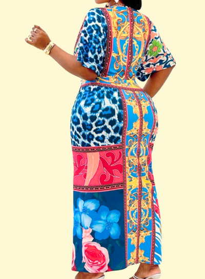 Statement Baroque Print Dress for Curvy Women