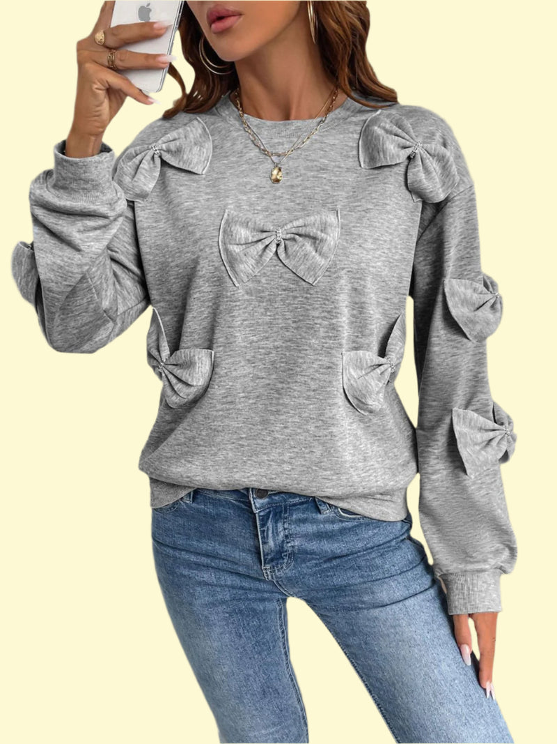 Stylish Gray Sweatshirt with Bow