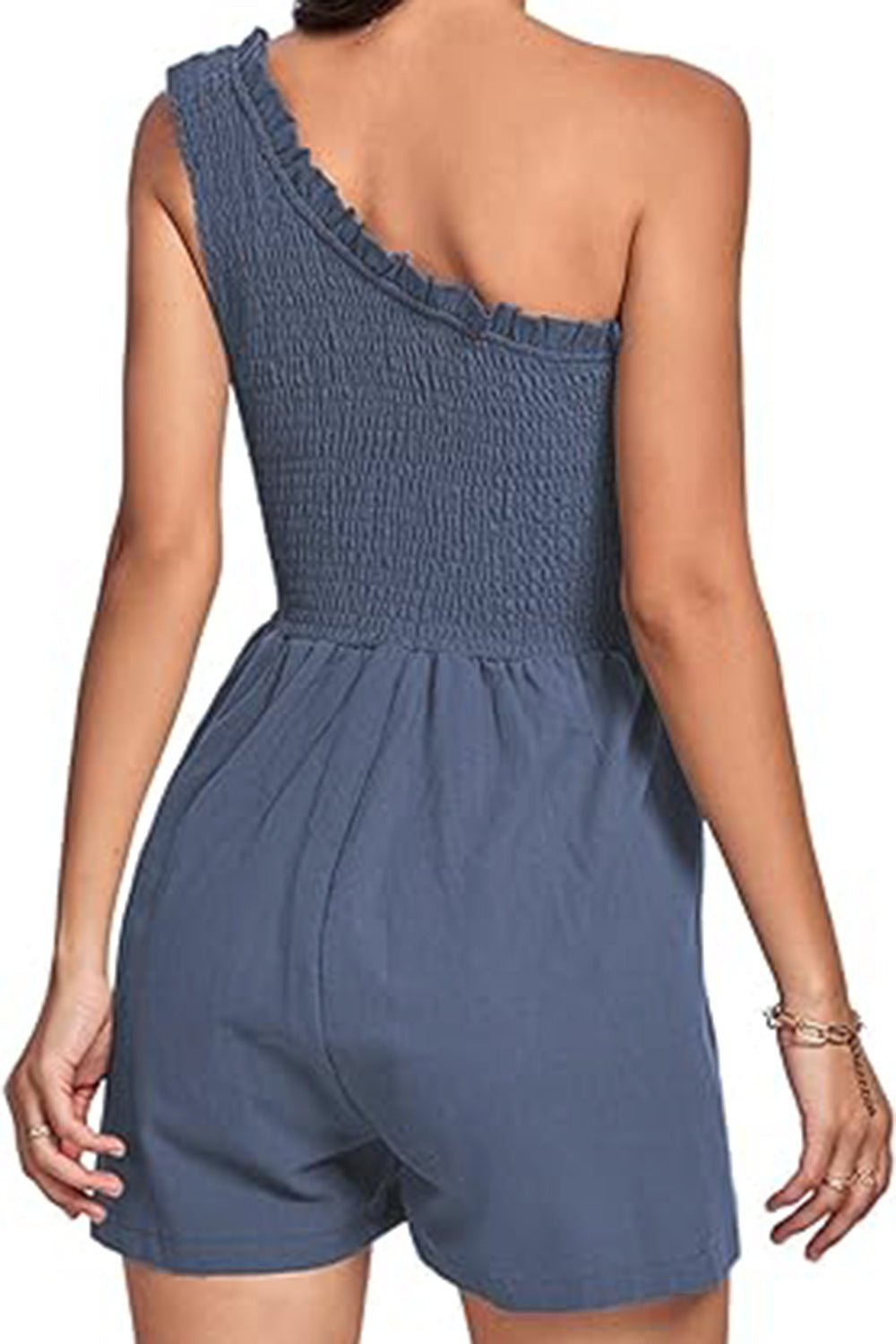 Stylish asymmetric neckline women’s romper