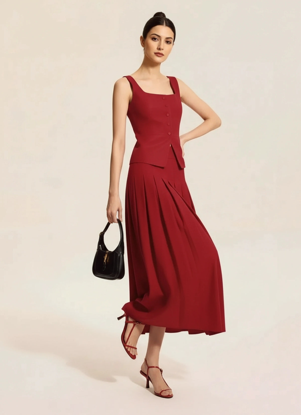 Stylish burgundy co ord set for women party wear