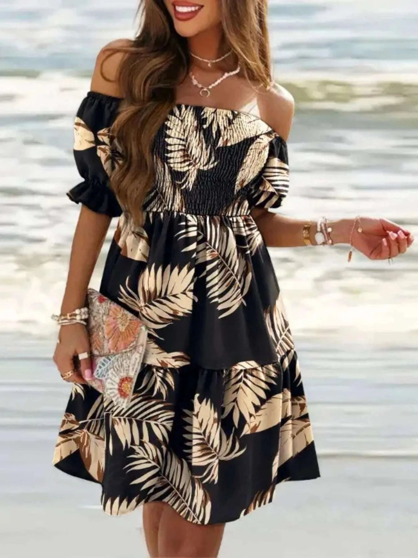 Stylish printed summer dress women relaxed fit